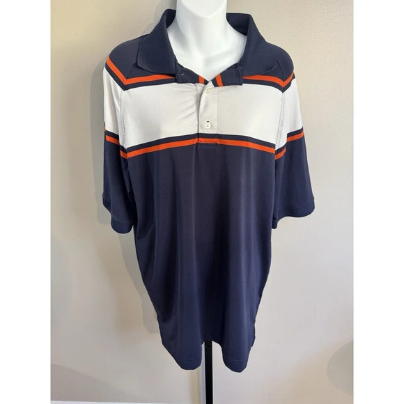 FOOTJOY FJ Athletic Fit Golf Polo Men's Size L Perfect! BLUE WHITE ORANGE - Picture 1 of 7